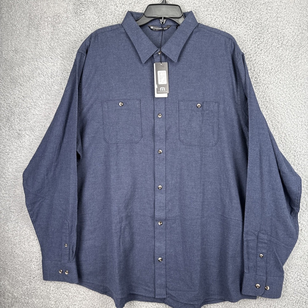 Travis Mathew Flannel Shirt Mens XXL 2XL L/S Cloud Button Up Total Eclipse